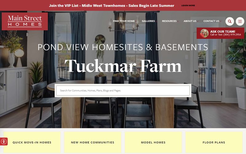 Main Street Homes website